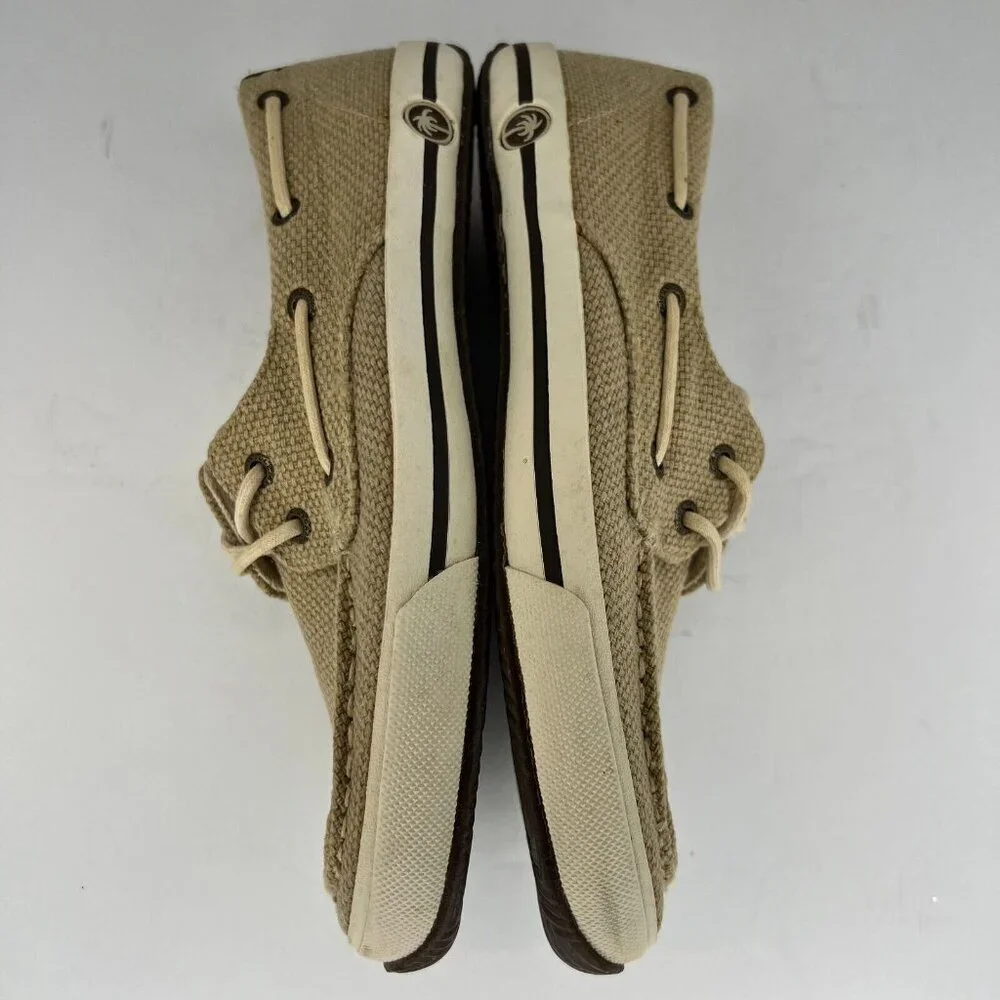 Margaritaville Mens MG1336A Tan Canvas Slip-On Size 8.5 Barbados Boat Shoes